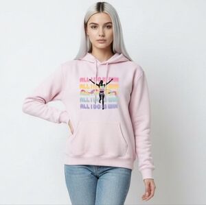 Women Pink Graphic Hoodie All I Do Is Win NWT
